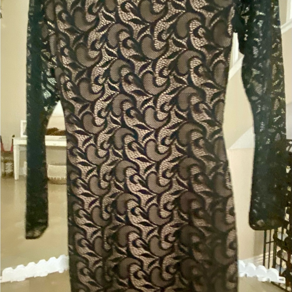 Colleen Lopez Black Lace Long Sleeve Dress